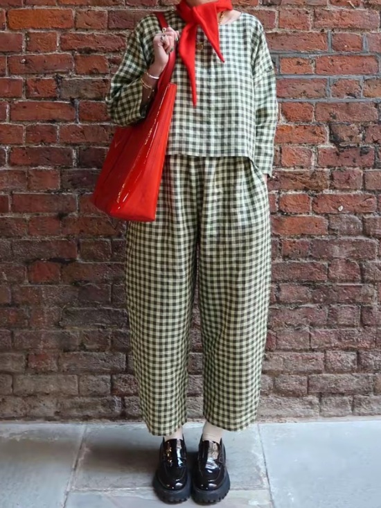 Beyond Nine Pants - Beyond Nine - Lily and Mabel Matcha Gingham set